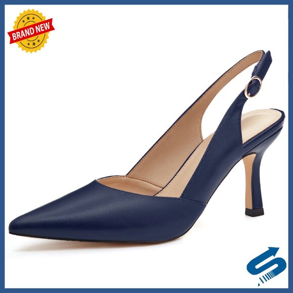 Women's Slingback Kitten Heels Closed Toe Dress Pumps Shoes